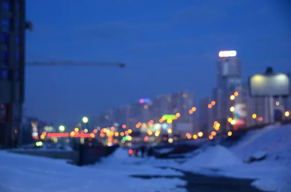 Lumières Abstraites Floues Fond Ville Dans Nuit — Photo