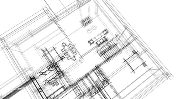 Líneas Abstractas Dibujo Concepto Arte Arquitectónico Formas Geométricas Mínimas — Foto de Stock