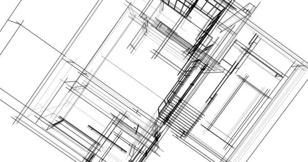 Abstract Drawing Lines Architectural Art Concept Minimal Geometrical Shapes — Stock Photo, Image