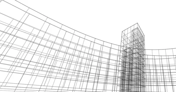 Abstrakcyjne Linie Rysunku Koncepcji Sztuki Architektonicznej Minimalne Kształty Geometryczne — Zdjęcie stockowe