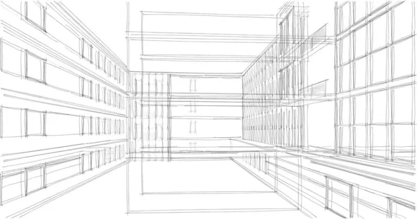 Líneas Abstractas Dibujo Concepto Arte Arquitectónico Formas Geométricas Mínimas —  Fotos de Stock