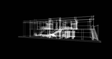Arkaplanda mimari bina 3d illüstrasyon