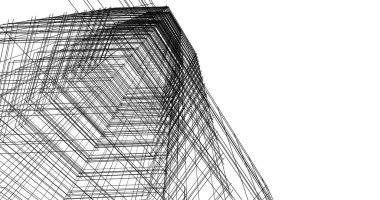 Arkaplanda mimari bina 3d illüstrasyon