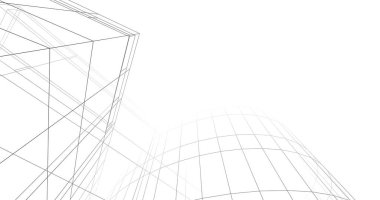 Mimari sanat konseptinde soyut çizgiler, minimum geometrik şekiller. 