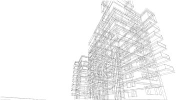 Mimari sanat konseptinde soyut çizgiler, minimum geometrik şekiller. 