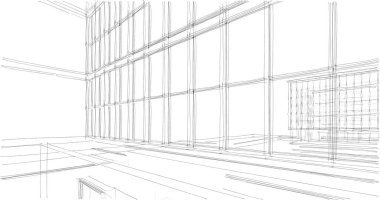 Mimari sanat konseptinde soyut çizgiler, minimum geometrik şekiller. 