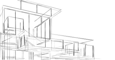 Mimari sanat konseptinde soyut çizgiler, minimum geometrik şekiller. 