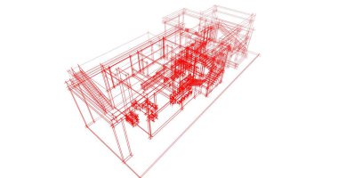 Mimari sanat konseptinde soyut çizgiler, minimum geometrik şekiller. 