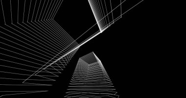 Mimari sanat konseptinde soyut çizgiler, minimum geometrik şekiller. 