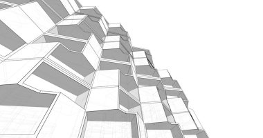 Mimari sanat konseptinde soyut çizgiler, minimum geometrik şekiller. 