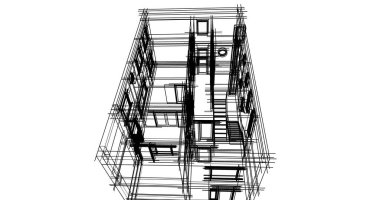 Mimari sanat konseptinde soyut çizgiler, minimum geometrik şekiller. 