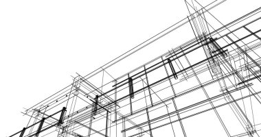 Mimari sanat konseptinde soyut çizgiler, minimum geometrik şekiller. 