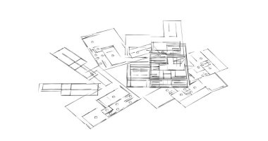 Mimari sanat konseptinde soyut çizgiler, minimum geometrik şekiller. 