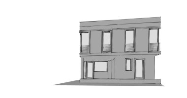 Arkaplanda mimari bina 3d illüstrasyon