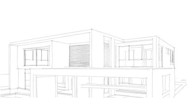 Mimari sanat konseptinde soyut çizgiler, minimum geometrik şekiller. 