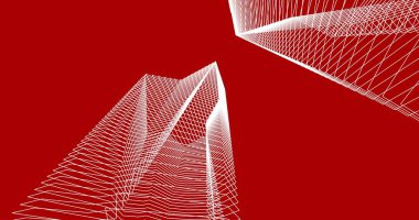 Mimari sanat konseptinde soyut çizgiler, minimum geometrik şekiller. 