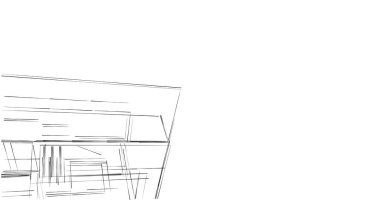 Mimari sanat konseptinde soyut çizgiler, minimum geometrik şekiller. 