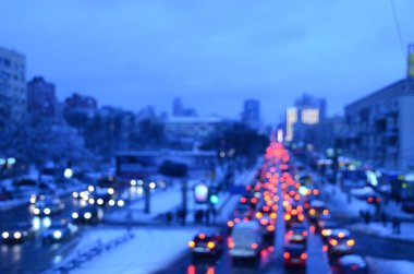 Bulanık soyut ışıklar gece şehrin arka planı