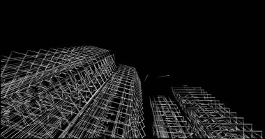 Mimari sanat konseptinde soyut çizgiler, minimum geometrik şekiller. 