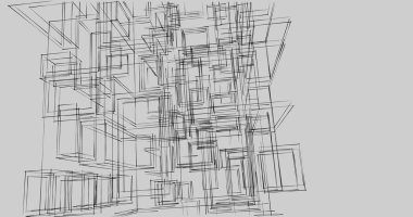 Arkaplanda mimari bina 3d illüstrasyon