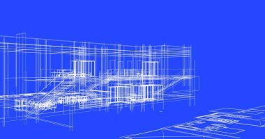 Mimari sanat konseptinde soyut çizgiler, minimum geometrik şekiller. 