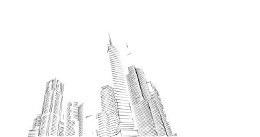 Arkaplanda mimari bina 3d illüstrasyon