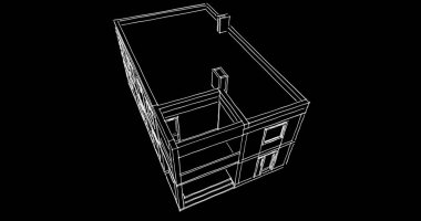 Mimari sanat konseptinde soyut çizgiler, minimum geometrik şekiller. 