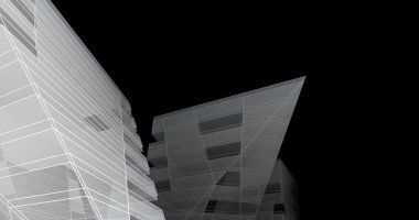 Mimari sanat konseptinde soyut çizgiler, minimum geometrik şekiller. 