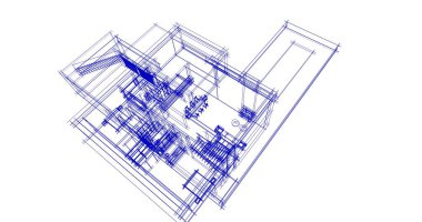 Mimari sanat konseptinde soyut çizgiler, minimum geometrik şekiller. 