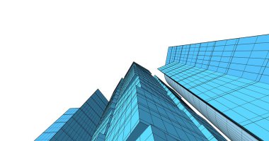 Arkaplanda mimari bina 3d illüstrasyon