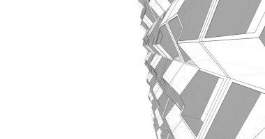 Mimari sanat konseptinde soyut çizgiler, minimum geometrik şekiller. 