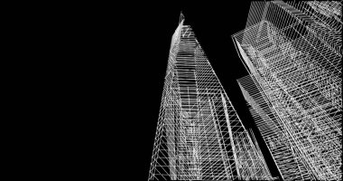 Mimari sanat konseptinde soyut çizgiler, minimum geometrik şekiller. 