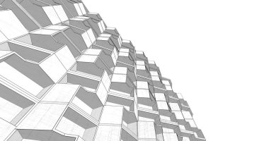 Mimari sanat konseptinde soyut çizgiler, minimum geometrik şekiller. 