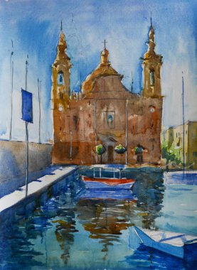 Suluboya mimari tasarım, dijital konsept arkaplan