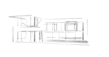 Mimari sanat konseptinde soyut çizgiler, minimum geometrik şekiller. 