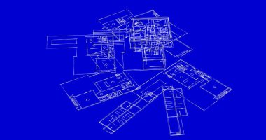 Mimari sanat konseptinde soyut çizgiler, minimum geometrik şekiller. 