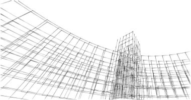 Arkaplanda mimari bina 3d illüstrasyon,