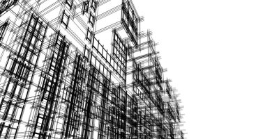 Mimari sanat konseptinde soyut çizgiler, minimum geometrik şekiller. 