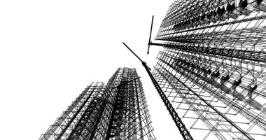 Mimari sanat konseptinde soyut çizgiler, minimum geometrik şekiller. 