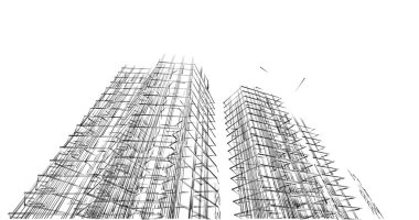 Mimari sanat konseptinde soyut çizgiler, minimum geometrik şekiller. 