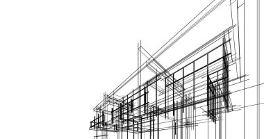 Mimari sanat konseptinde soyut çizgiler, minimum geometrik şekiller. 