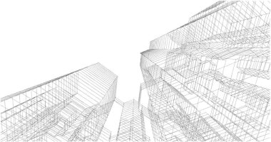 Arkaplanda mimari bina 3d illüstrasyon