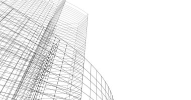 Mimari sanat konseptinde soyut çizgiler, minimum geometrik şekiller. 