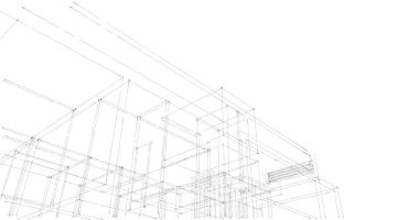 Arkaplanda mimari bina 3d illüstrasyon