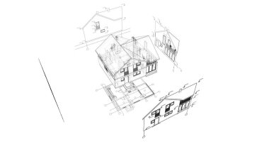 Mimari sanat konseptinde soyut çizgiler, minimum geometrik şekiller. 