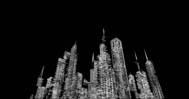 Mimari sanat konseptinde soyut çizgiler, minimum geometrik şekiller. 