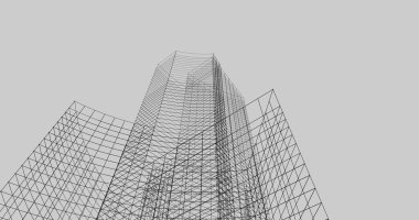 Mimari sanat konseptinde soyut çizgiler, minimum geometrik şekiller. 