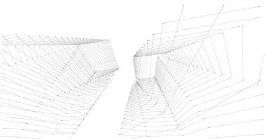 Mimari sanat konseptinde soyut çizgiler, minimum geometrik şekiller. 
