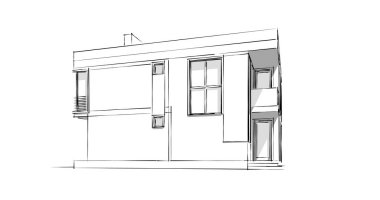 Arkaplanda mimari bina 3d illüstrasyon