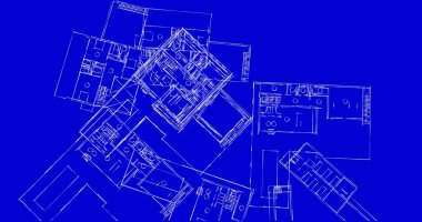 Mimari sanat konseptinde soyut çizgiler, minimum geometrik şekiller. 